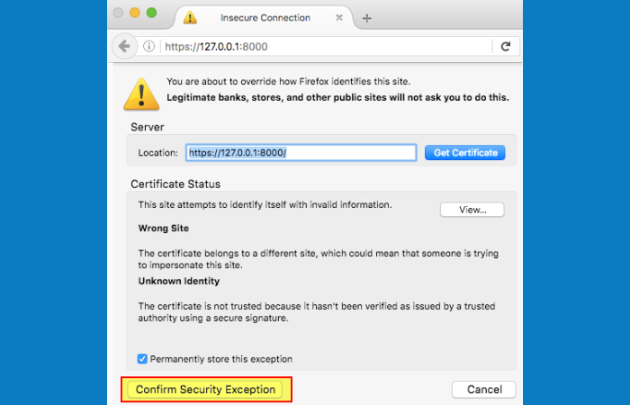 Exceptions for Firefox For chrome___flags_#allow-insecure-localhost